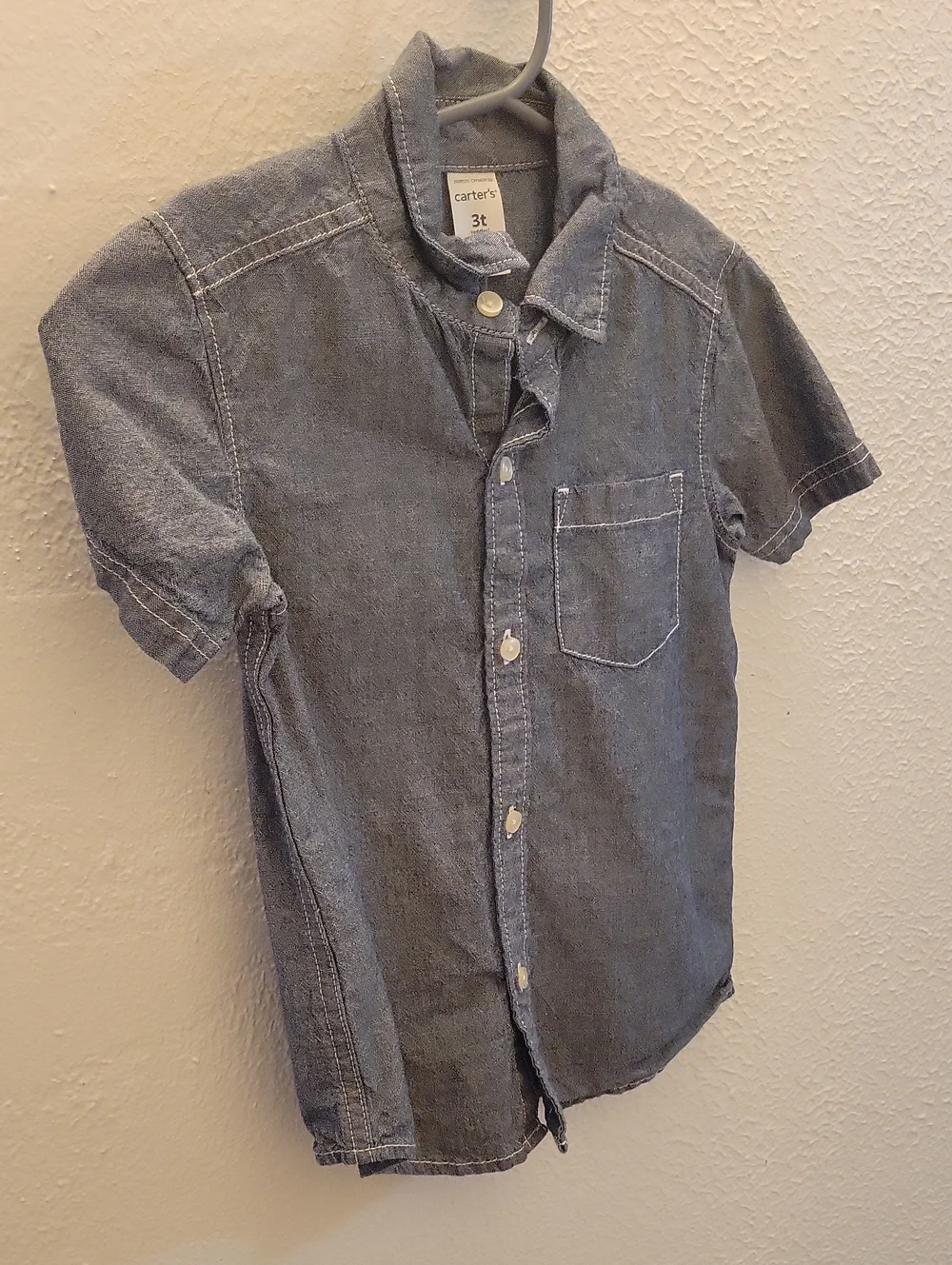 Carter's Boys' Short Sleeve Chambray Shirt - Blue 3t